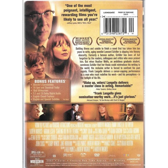 Starting Out In The Evening DVD With Bonus Features & Subtitles dvd4142 - Picture 2 of 2